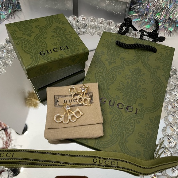 NIB GUCCI CRYSTAL EARRINGS WITH POUCH BOX AND BAG - Picture 6 of 6
